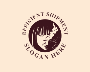 Smoking Woman Cigarette Logo