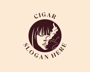 Smoking Woman Cigarette logo design