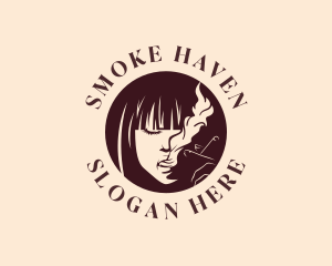 Smoking Woman Cigarette logo design