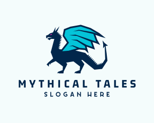 Medieval Mythical Dragon logo design