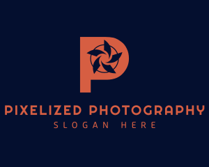 Letter P Shutter Camera logo design