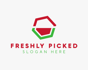 Minimalist Watermelon Hexagon logo design