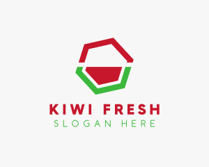 Minimalist Watermelon Hexagon logo design