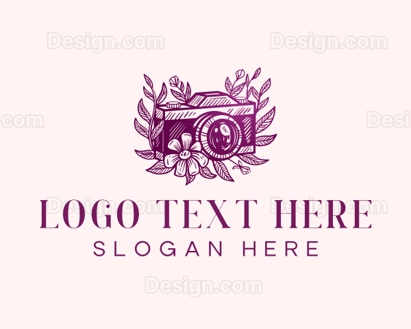 Floral Camera Photography Logo