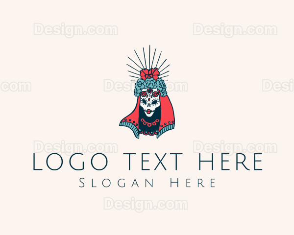 Floral Skull Lady Logo