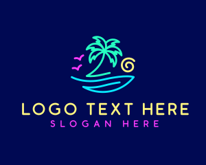 Neon Palm Tree Beach logo