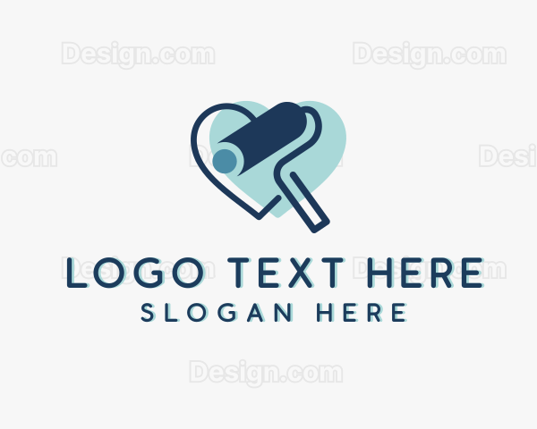 Heart Paint Roller Handyman Logo