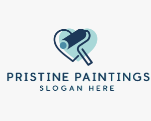 Heart Paint Roller Handyman logo design