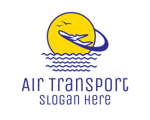 Sun Ocean Airplane logo design