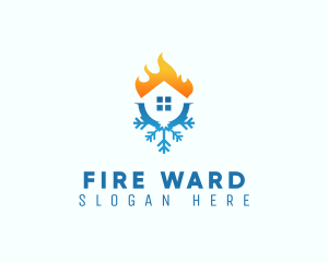 Fire Snowflake House Hvac logo design