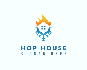 Fire Snowflake House Hvac logo design