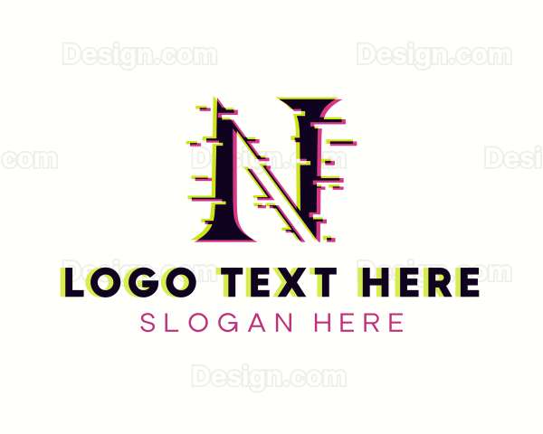 Tech Glitch Letter N Logo