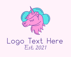 Fantasy - Pink Unicorn Cloud logo design