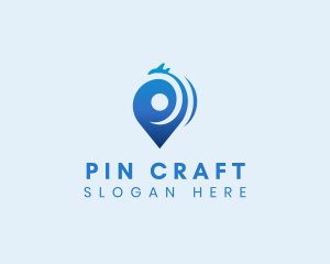 Plane Location Pin Travel logo design