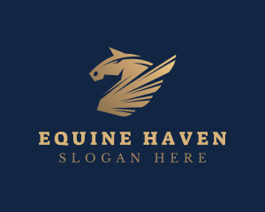 Horse Pegasus Wings logo design