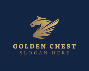 Horse Pegasus Wings logo design