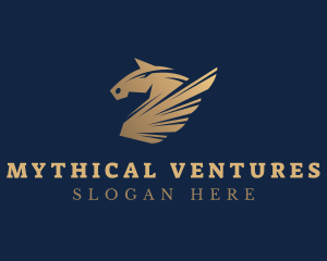 Horse Pegasus Wings logo design