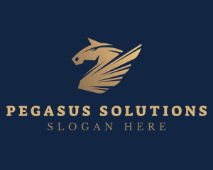 Horse Pegasus Wings logo design