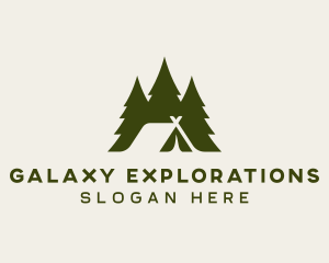 Forest Tree Camping Tent logo design