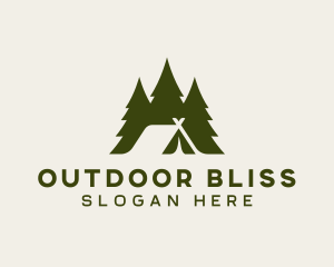 Forest Tree Camping Tent logo design