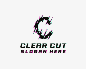 Animation Glitch Letter C logo design