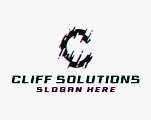 Animation Glitch Letter C logo design