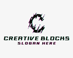 Animation Glitch Letter C logo design