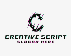 Animation Glitch Letter C logo design