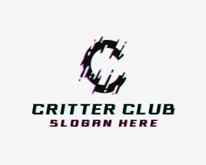 Animation Glitch Letter C logo design