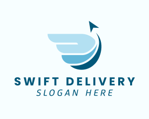 Delivery Arrow Swoosh Wings logo design