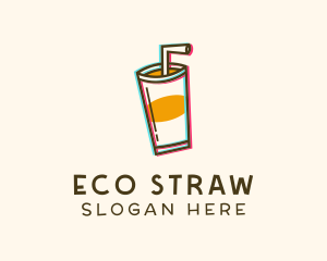 Straw Drink Anaglyph logo design