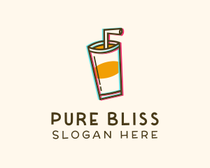 Straw Drink Anaglyph logo design