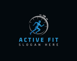 Stopwatch Fitness Runner logo design