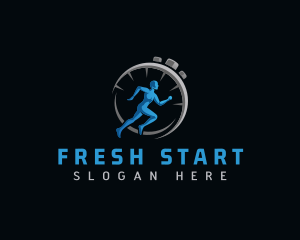 Stopwatch Fitness Runner logo design