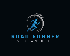 Stopwatch Fitness Runner logo design