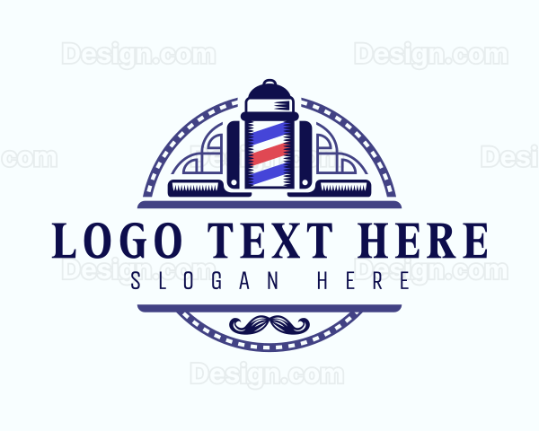 Barbershop Mustache Grooming Logo