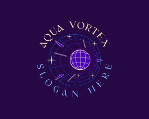 Globe Y2K Vortex logo design