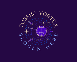 Globe Y2K Vortex logo design