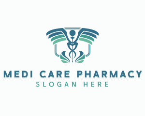 Pharmacy Laboratory Caduceus logo design