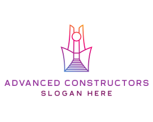 Geometric Tower Structure logo design