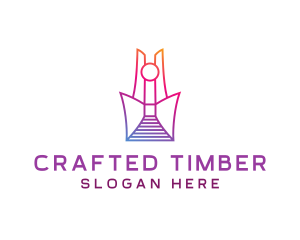 Geometric Tower Structure logo design