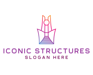 Geometric Tower Structure logo design