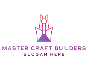 Geometric Tower Structure logo design