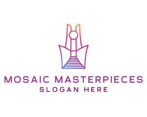 Geometric Tower Structure logo design