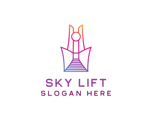 Geometric Tower Structure logo design