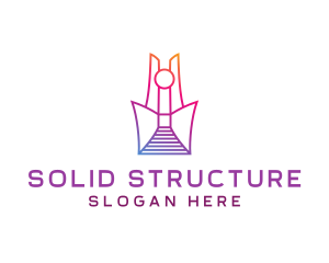 Geometric Tower Structure logo design