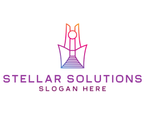 Geometric Tower Structure logo design