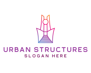 Geometric Tower Structure logo design