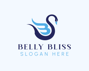 Blue Swan Letter B logo design