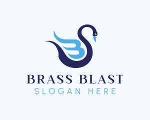 Blue Swan Letter B logo design